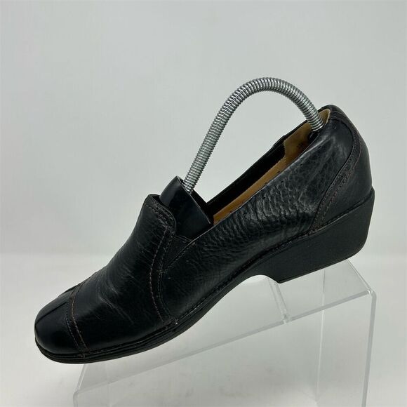 Clarks Women's Unstructured Black Leather Slip-On Loafers Size 10M Casual - Picture 2 of 12